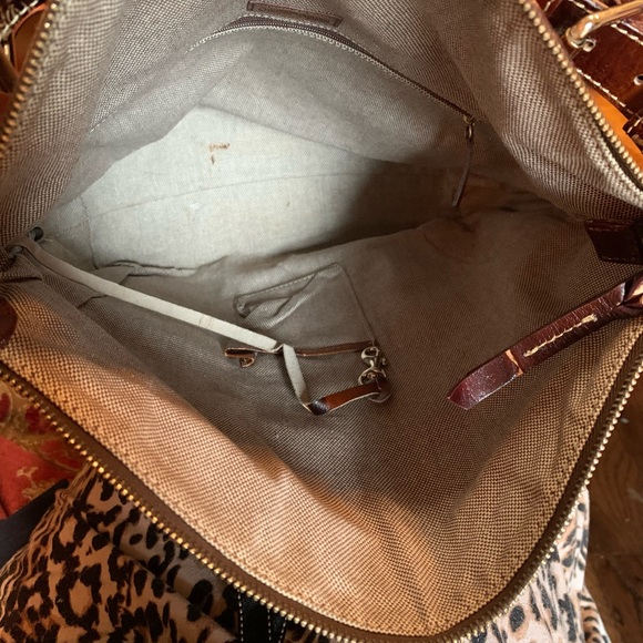 Dooney & Bourke Crocodile Embossed Leather Satchel Dark Brown - Picture 3 of 6